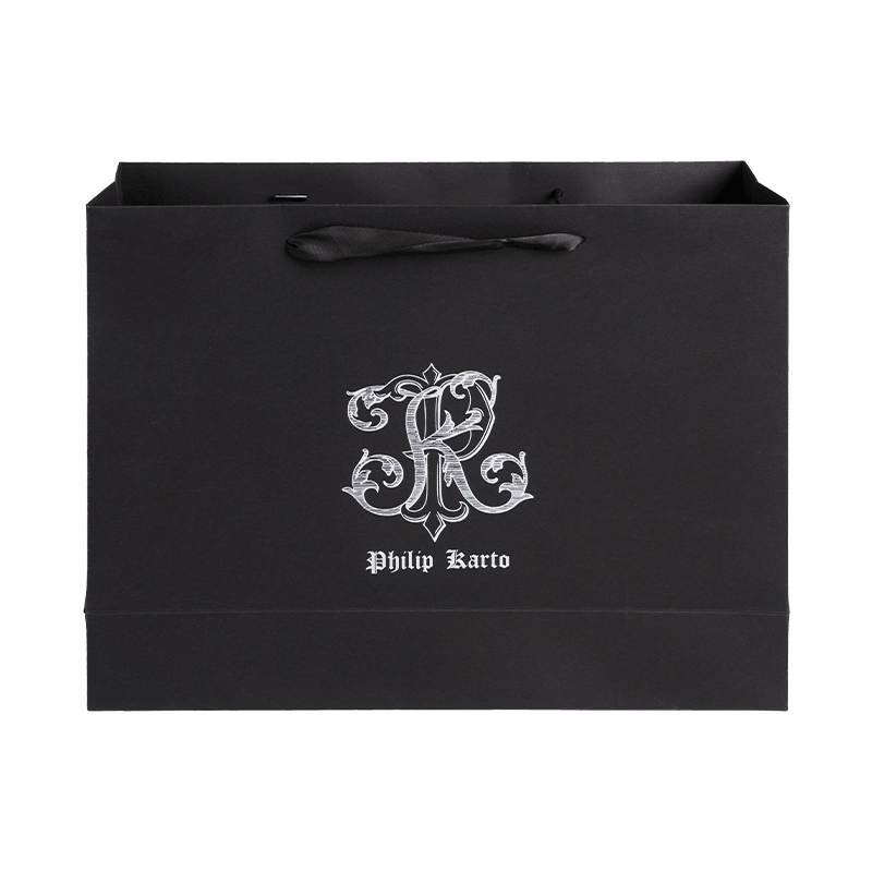 Deliciae Paper Bag Customized Biodegradable Shopping Sacculi Matt Black Gift Sacculi Cum manubrio